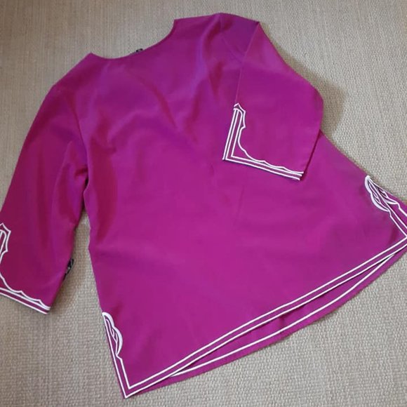 NWT Top Encore by Daniel Kiviat Pink Coverup Tunic Size 1X - Picture 2 of 7